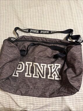 PINK Logo huge zip Grey Heather Weekender Tote